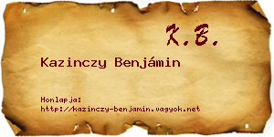 Kazinczy Benjámin névjegykártya